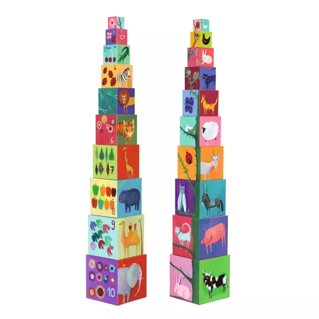 Djeco Toronyépítő kocka Természet és állatok - 10 nature & animal blocks