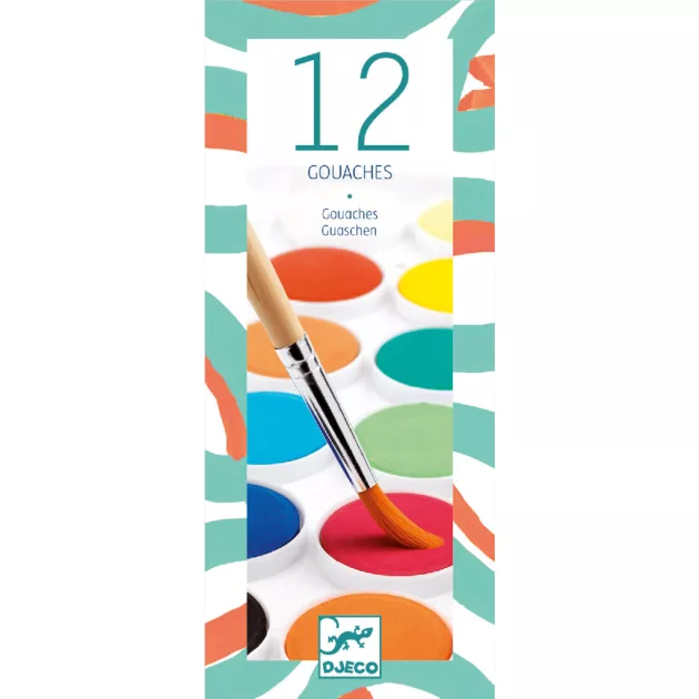 Djeco Gouache festék - 12 klasszikus szín
