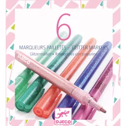 Djeco Csillám filctoll 6 színben - 6 glitter markers sweet
