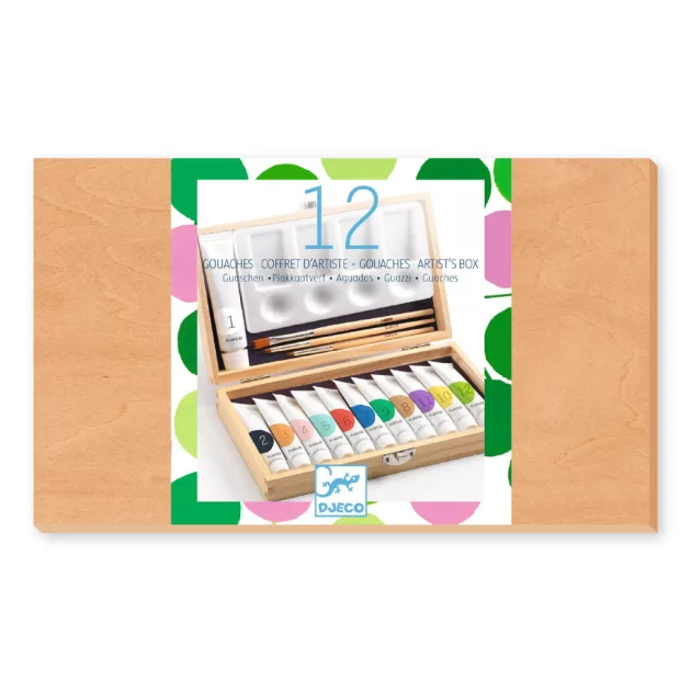 Djeco Design by Művészeti műhely Festő készlet - 12 Gouaches Artist’s box