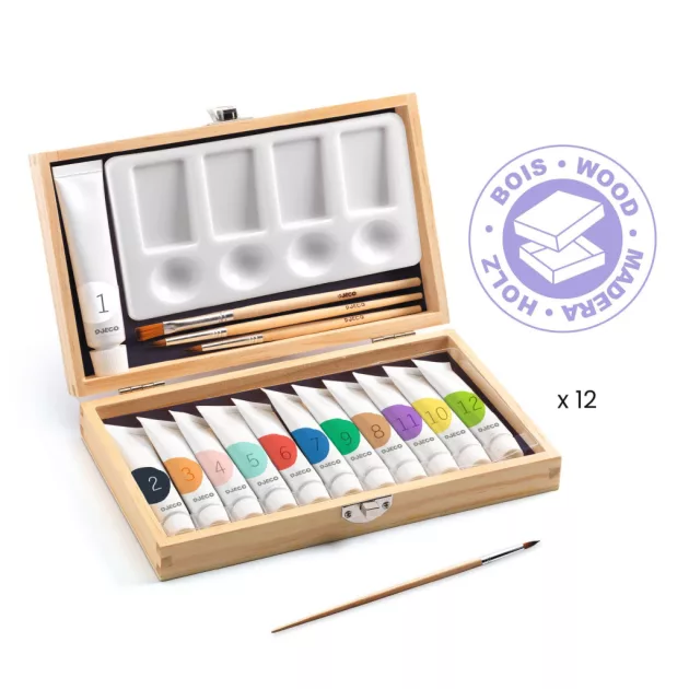 Djeco Design by Művészeti műhely Festő készlet - 12 Gouaches Artist’s box