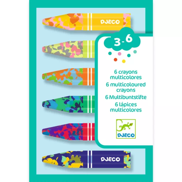 Djeco Művészeti műhely 6 többszínű viaszkréta - 6 multicoloured crayons