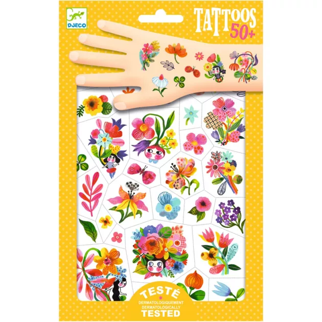 Djeco Tetováló matricák Virág akvarell - Aqua flor