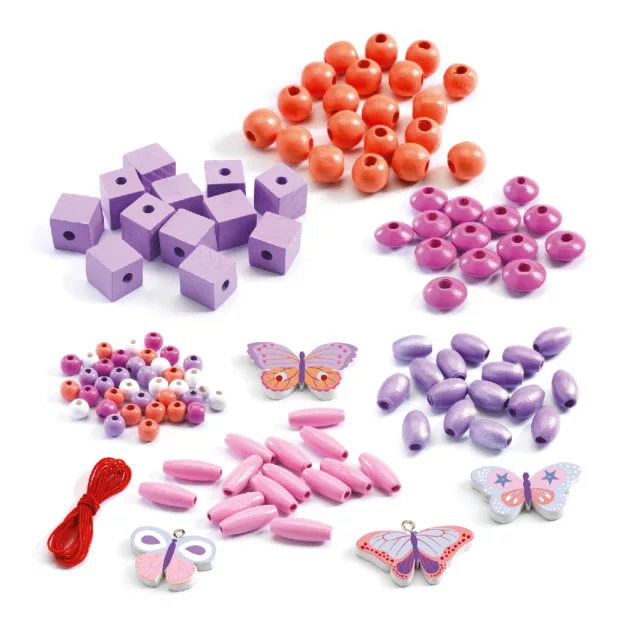 Djeco Fagyöngyök Pillangók - Wooden beads buterflies