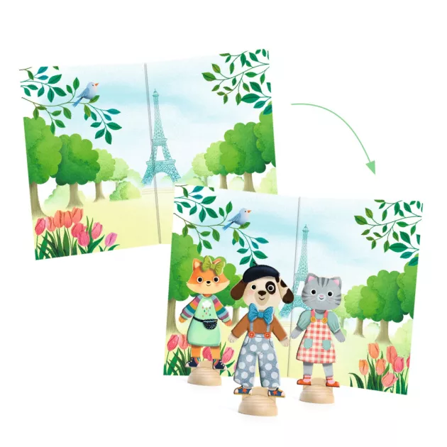 Djeco Design by Papírbaba öltöztető Stílusosan Párizsban - Bonjour Paris
