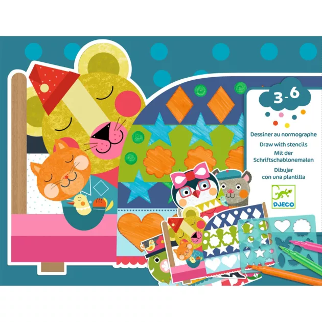 Djeco Design by Színezés sablonokkal Rendezetten vidám - Neat but fun