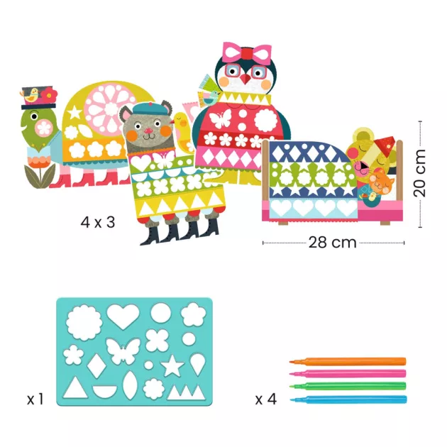 Djeco Design by Színezés sablonokkal Rendezetten vidám - Neat but fun