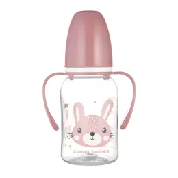   Canpol babies Keskeny nyakú cumisüveg fogantyúval, CUTE ANIMALS, 120 ml, nyuszi