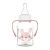 Canpol babies Keskeny nyakú cumisüveg fogantyúval, CUTE ANIMALS, 120 ml, nyuszi