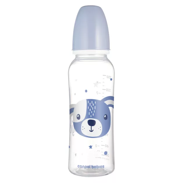 Canpol babies Keskeny nyakú cumisüveg, CUTE ANIMALS, 250 ml - kutya