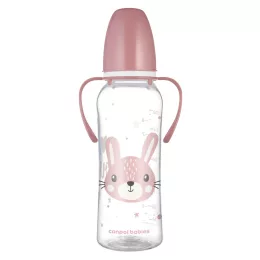   Canpol babies Keskeny nyakú cumisüveg fogantyúval, CUTE ANIMALS, 250 ml, nyuszi