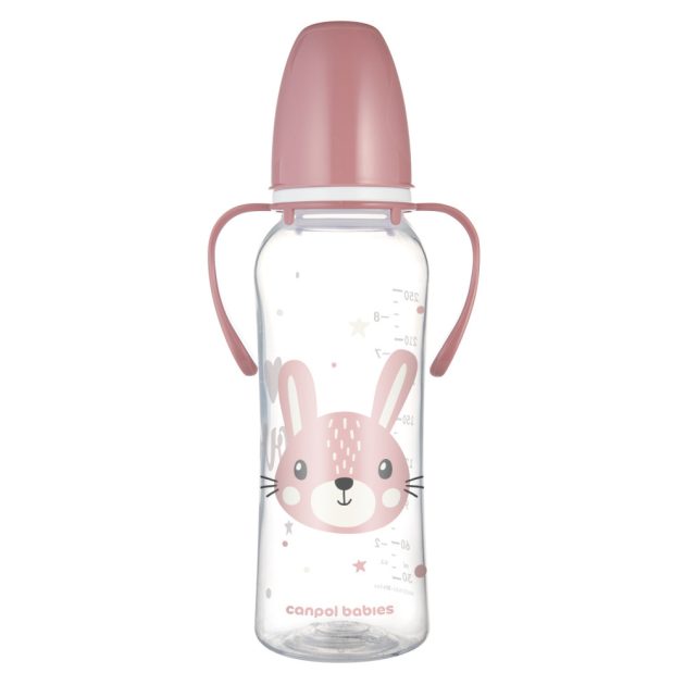 Canpol babies keskeny nyakú cumisüveg fogantyúval CUTE ANIMALS 250ml nyuszi