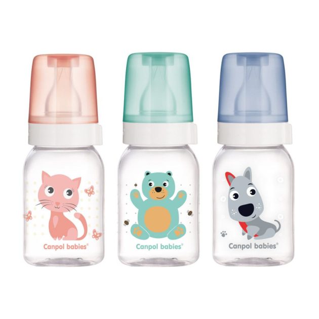 Canpol babies keskeny cumisüveg 120 ml CUTE ANIMALS