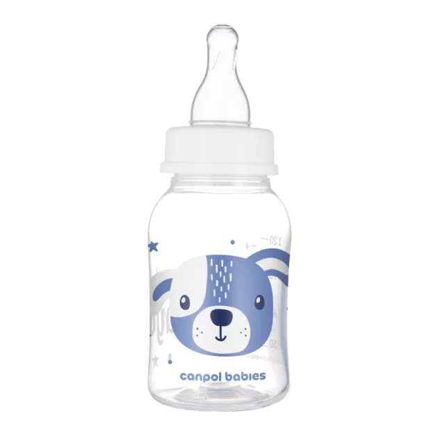 Canpol babies Keskeny nyakú cumisüveg CUTE ANIMALS 120ml - Blue