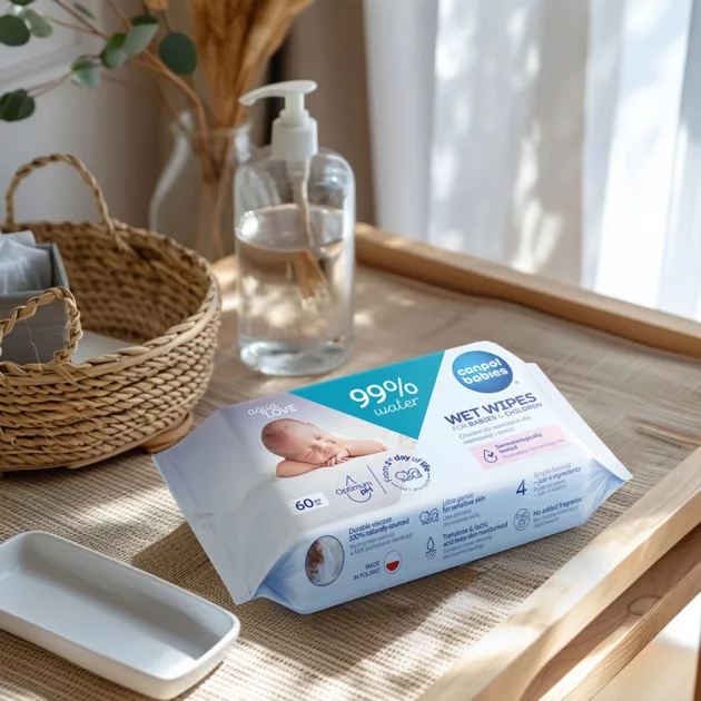 Canpol babies Nedves törlőkendő 99% víztartalommal 60db