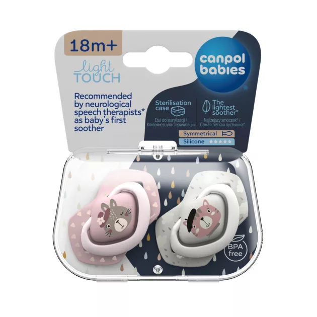 Canpol babies Szilikon szimmetrikus cumi, Light touch, 18hó+, 2db, BONJOUR PARIS - rózsaszín