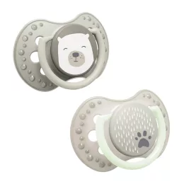   LOVI Világító Dinamikus nyugtató cumi BUDDY BEAR 0-6hó 2db
