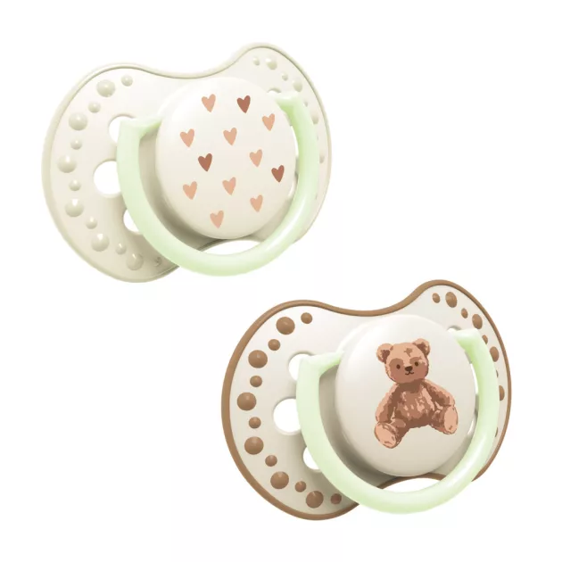 LOVI világító dinamikus szilikon cumi TEDDY LOVE 18hó+ 2 db