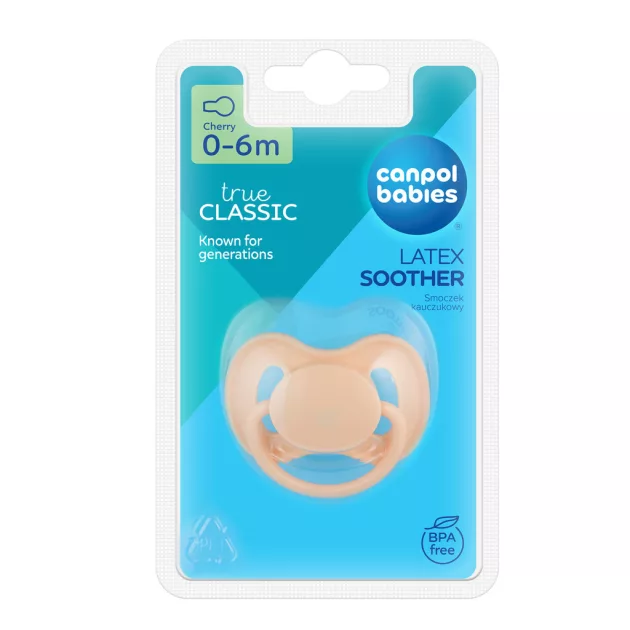 Canpol babies Kaucsuk cseresznye alakú cumi, NUDE, 0-6hó, 1db - krém