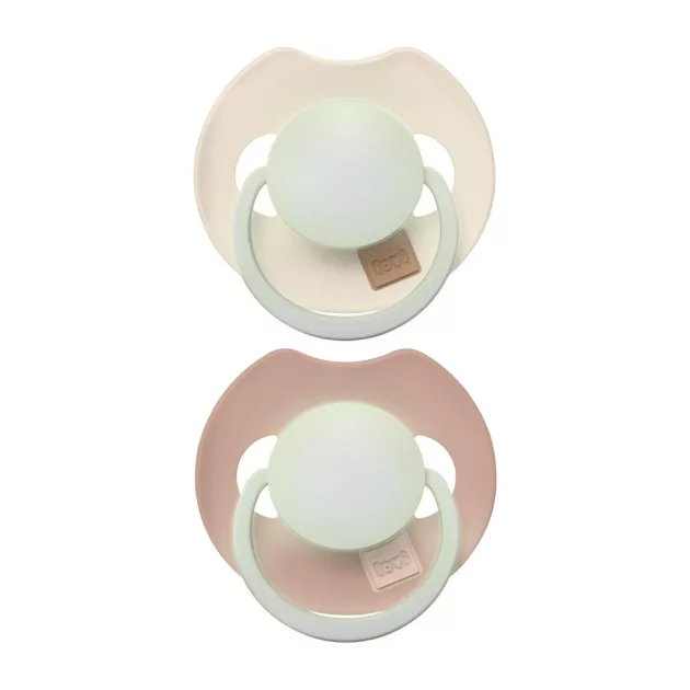 LOVI Világító dinamikus szilikon cumi PRIME 18hó+ 2db - Ivory/Blush