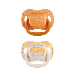   Canpol babies Szilikon szimmetrikus cumiszett, 18hó+, 2db, MOUNTAINS - sárga