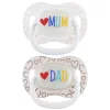 Canpol babies Világító Szilikon szimmetrikus cumi LOVE MUM&DAD 0-6hó 2db