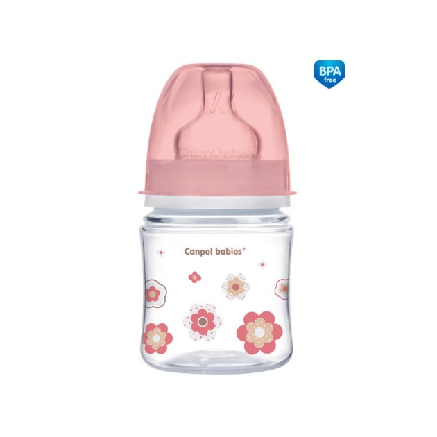 Canpol babies EasyStart anti-kólikás cumisüveg NEWBORN BABY 120ml rózsaszín