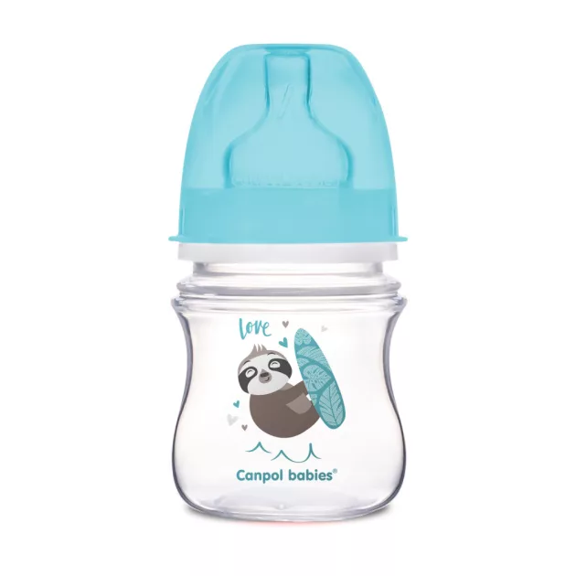 Canpol babies Anti-kólikás cumisüveg, EasyStart, EXOTIC ANIMALS, 120 ml - kék