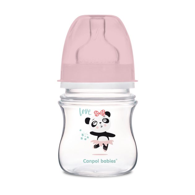 Canpol babies EasyStart anti-kólikás cumisüveg EXOTIC ANIMALS 120ml rózsaszín