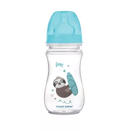   Canpol babies Anti-kólikás cumisüveg, EasyStart, EXOTIC ANIMALS, 240 ml - kék