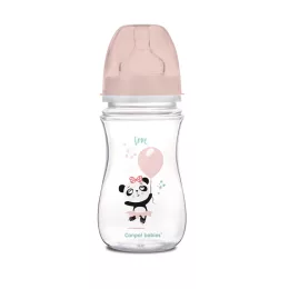   Canpol babies Anti-kólikás cumisüveg, EasyStart, EXOTIC ANIMALS, 240 ml - rózsaszín