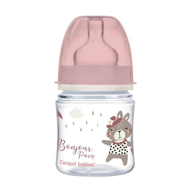 Canpol babies Anti-kólikás cumisüveg 120ml Easy Start BONJOUR PARIS pink