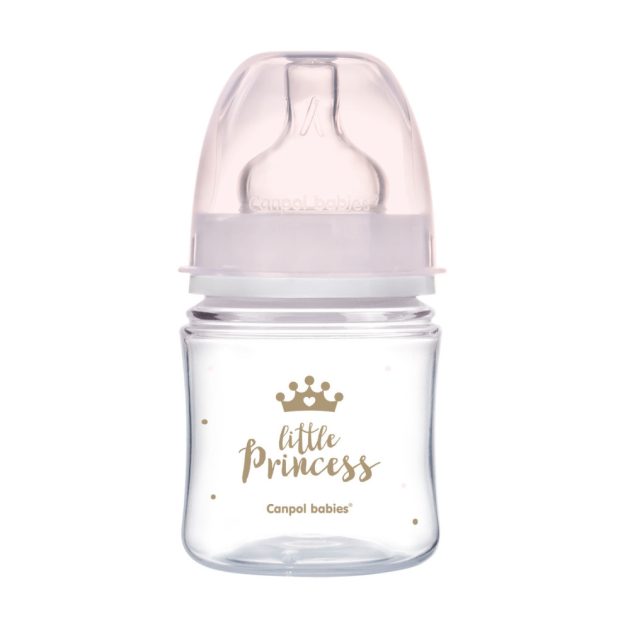 Canpol babies EasyStart anti-kólikás cumisüveg ROYAL BABY 120ml pink