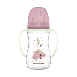   Canpol babies Anti-kólikás cumisüveg, világító fogantyúval, EasyStart, SLEEPY KOALA, 240 ml - pink