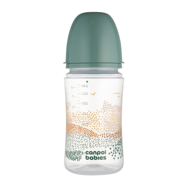 Canpol babies Anti-kólikás cumisüveg EasyStart MOUNTAINS 240 ml zöld