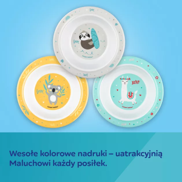 Canpol babies Melamine tál tapadókoronggal, 270ml, EXOTIC ANIMALS - türkiz