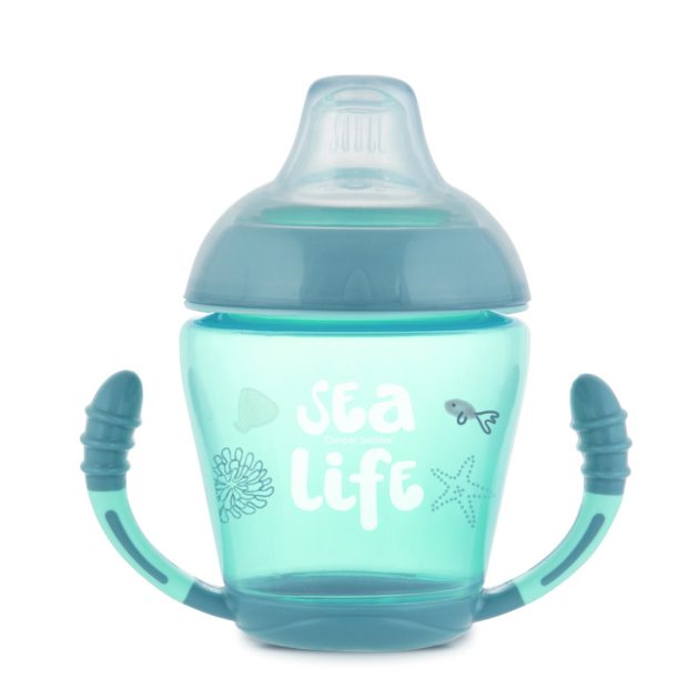 Canpol babies cseppmentes pohár puha szilikon etetőcumival 230ml SEA LIFE szürke