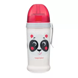   Canpol babies Cseppmentes sport itatópohár, szilikon szívószállal, 350 ml, HELLO LITTLE - piros
