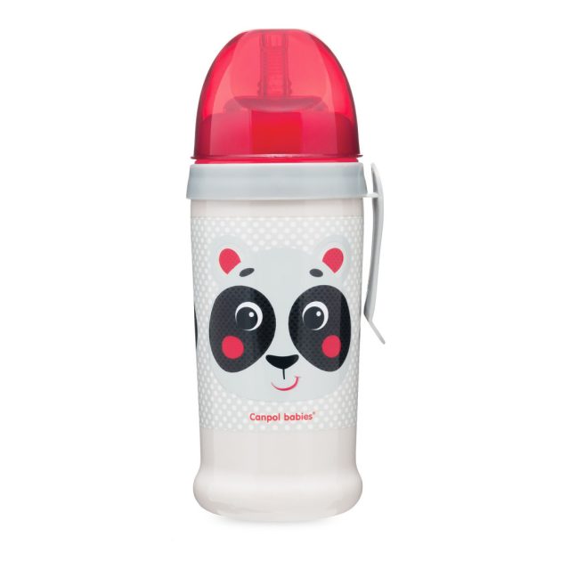 Canpol babies cseppmentes sport itatópohár szilikon szívószállal 350ml HELLO LITTLE bézs