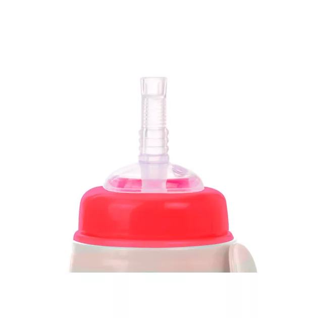 Canpol babies Cseppmentes sport itatópohár, szilikon szívószállal, 350 ml, HELLO LITTLE - piros