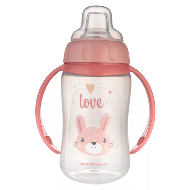 Canpol babies Tanulópohár szilikon ivócsőrrel, CUTE ANIMALS, 320ml, nyuszi