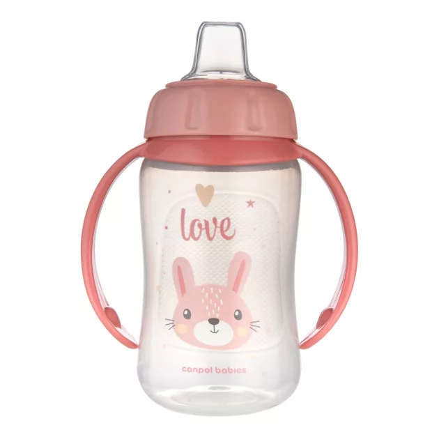 Canpol babies Tanulópohár szilikon ivócsőrrel, CUTE ANIMALS, 320ml, nyuszi