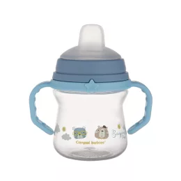   Canpol babies Itatópohár szilikonos ivócsőrrel, FirstCup, 150 ml, Bonjour Paris - kék