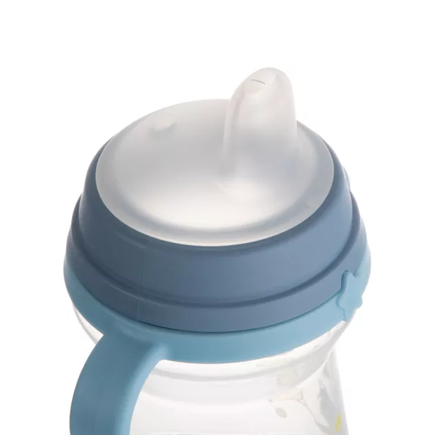 Canpol babies Itatópohár szilikonos ivócsőrrel, FirstCup, 150 ml, Bonjour Paris - kék