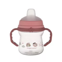   Canpol babies Itatópohár szilikonos ivócsőrrel, FirstCup, 150 ml, Bonjour Paris - rózsaszín