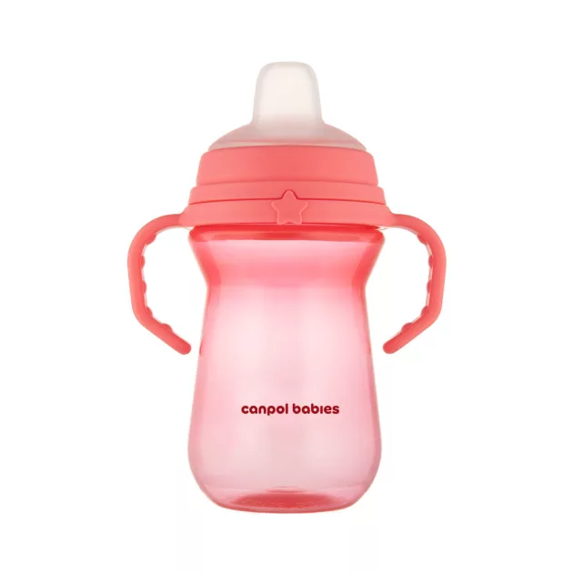 Canpol babies Itatópohár szilikonos ivócsőrrel, FirstCup, 250 ml, rózsaszín