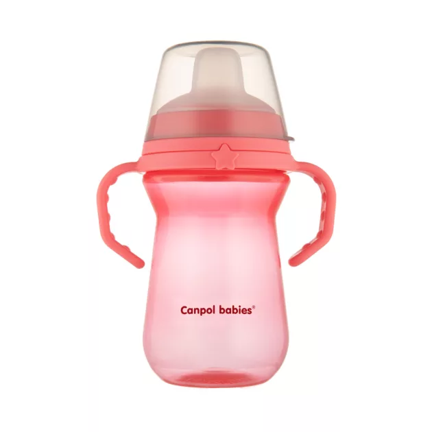 Canpol babies Itatópohár szilikonos ivócsőrrel, FirstCup, 250 ml, rózsaszín