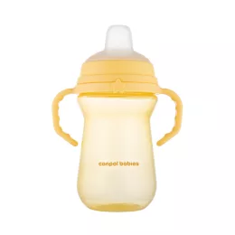   Canpol babies Itatópohár szilikonos ivócsőrrel, FirstCup, 250 ml, sárga