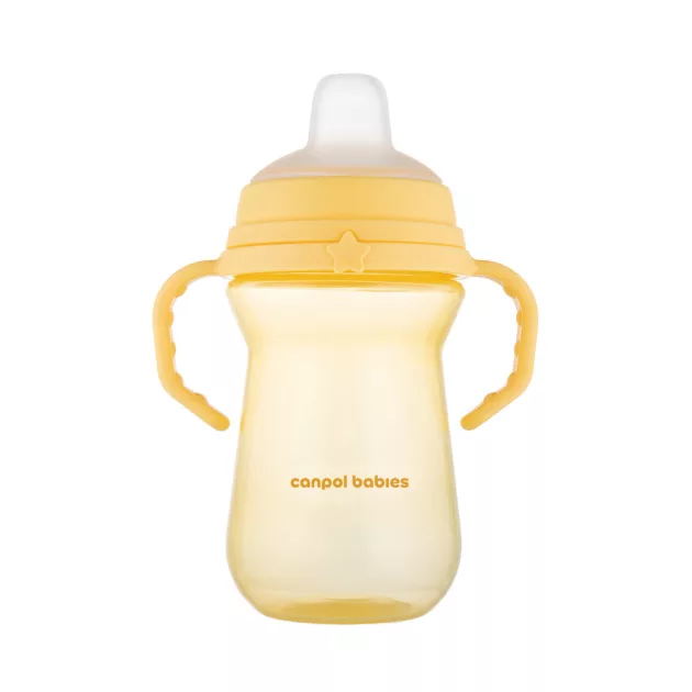 Canpol babies Itatópohár szilikonos ivócsőrrel, FirstCup, 250 ml, sárga