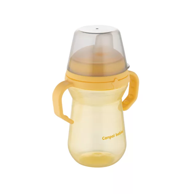 Canpol babies Itatópohár szilikonos ivócsőrrel, FirstCup, 250 ml, sárga